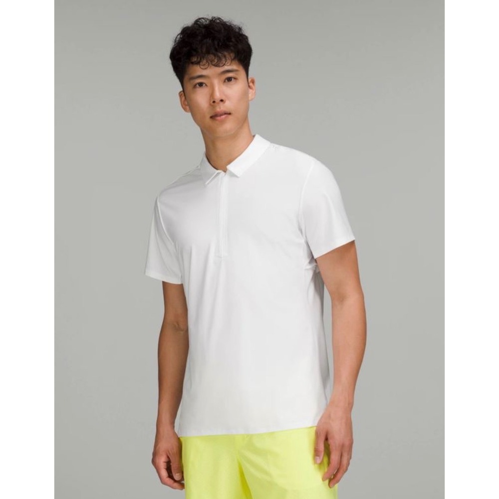Lululemon Metal Vent Tech Polo Mens Medium White Excellent Quarter Zip Athletic